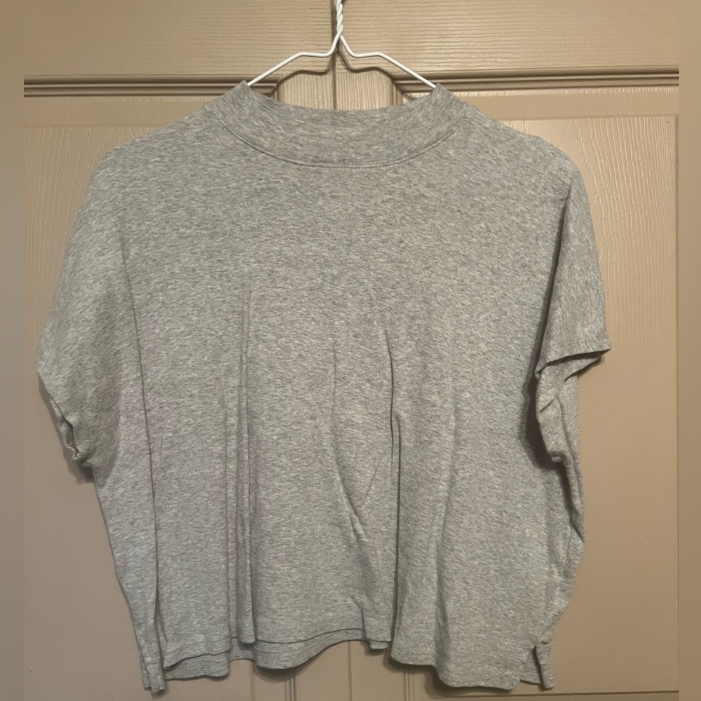 Wild Fable Gray Boxy Sweatshirt with Mandarin Collar